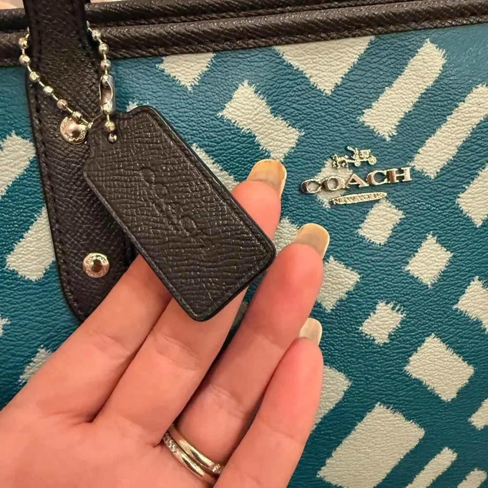 Coach City Teal Plaid Women's Tote